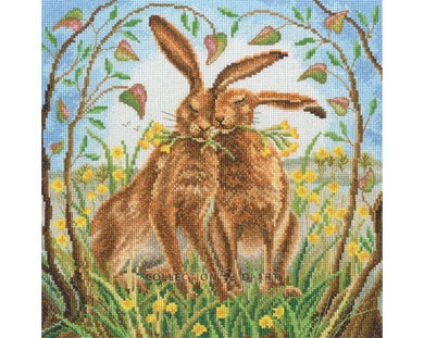 When Spring Comes (Hares) Cross Stitch Kit - RTO