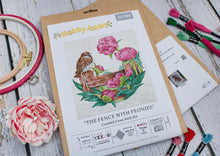 Load image into Gallery viewer, The Fence With Peonies Cross Stitch Kit - HobbyJobby