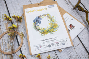 Mimosa Wreath Cross Stitch Kit - HobbyJobby