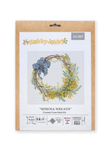 Load image into Gallery viewer, Mimosa Wreath Cross Stitch Kit - HobbyJobby