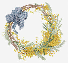 Load image into Gallery viewer, Mimosa Wreath Cross Stitch Kit - HobbyJobby