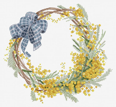 Mimosa Wreath Cross Stitch Kit - HobbyJobby