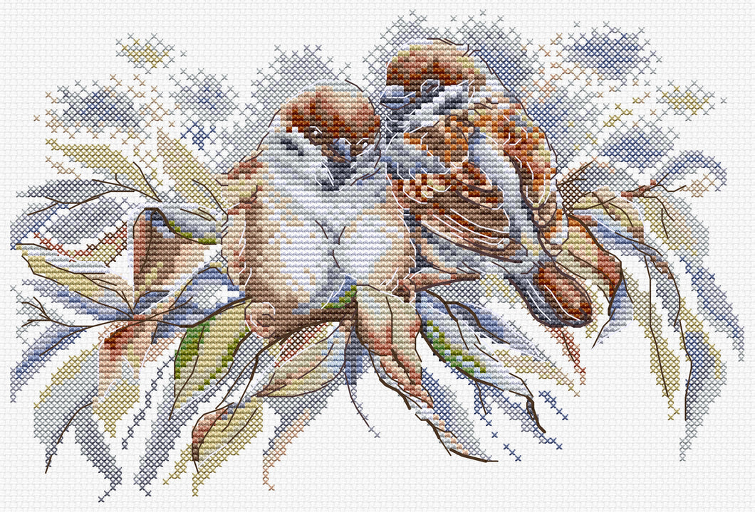 Field Sparrows Cross Stitch Kit - HobbyJobby