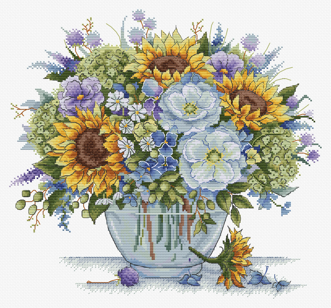 Bouquet With SunflowersCross Stitch Kit - HobbyJobby