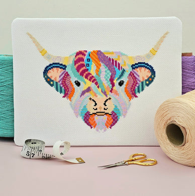 Mandala Highland Cow Cross Stitch Kit - Meloca Designs