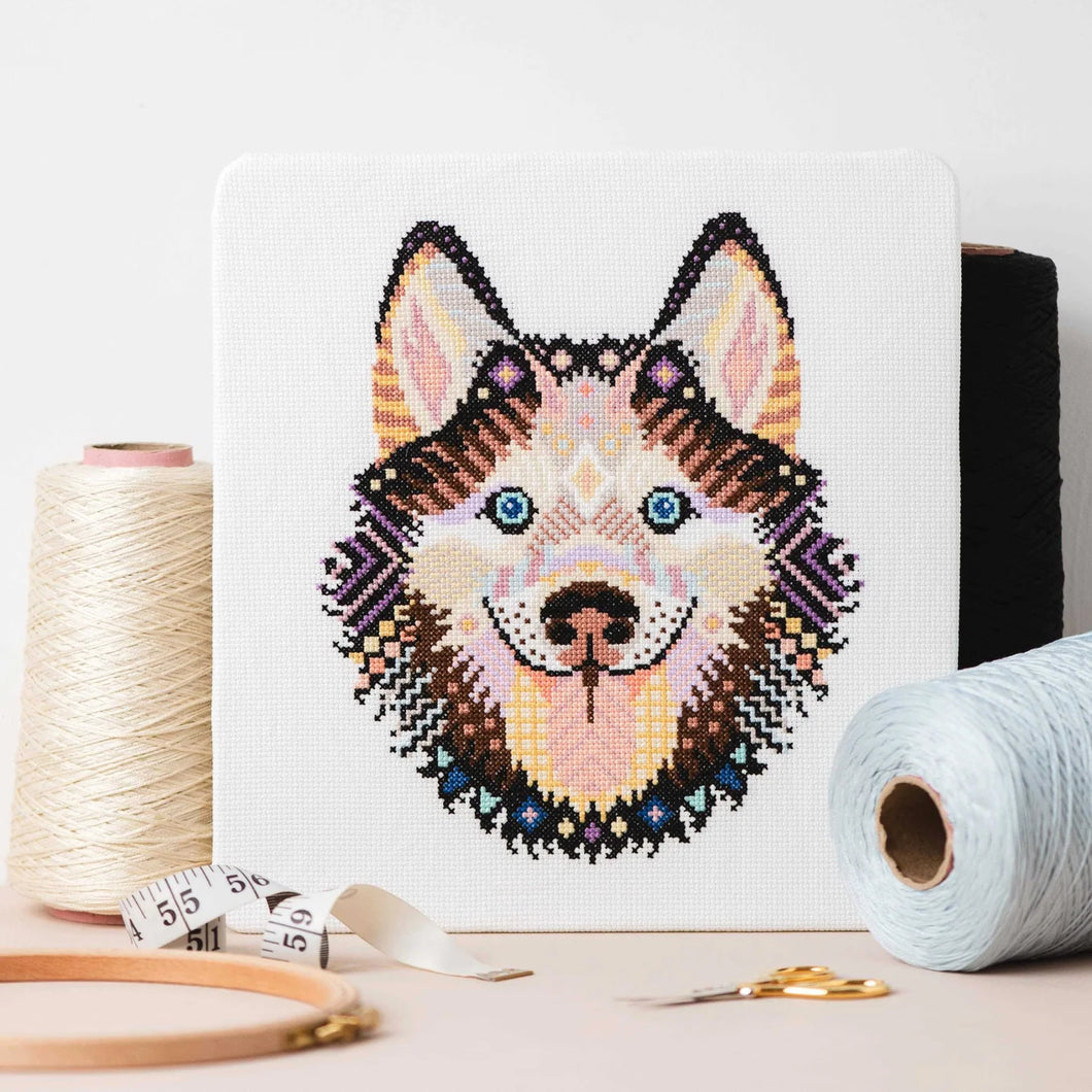 Mandala Husky Cross Stitch Kit - Meloca Designs