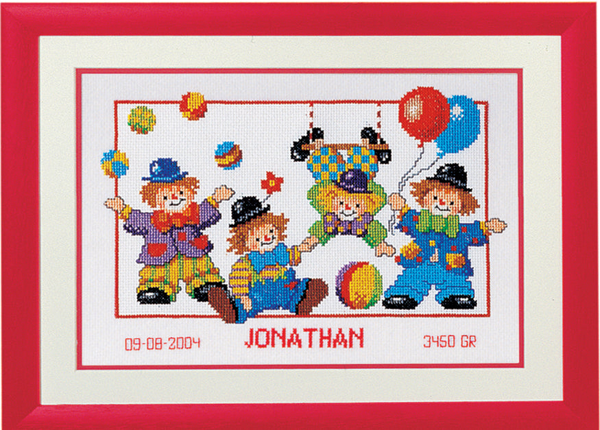 Birth Record ~ Counted Cross Stitch Kit ~ Clowns