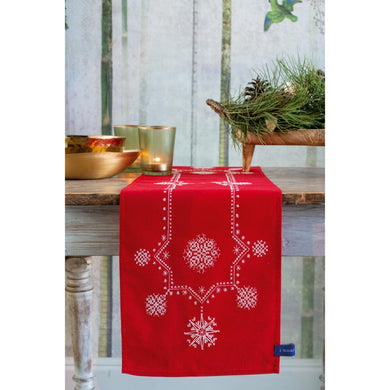 Table Runner Embroidery Kit ~ White Christmas Stars