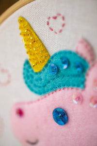 Embroidery Kit with Hoop ~ Unicorn