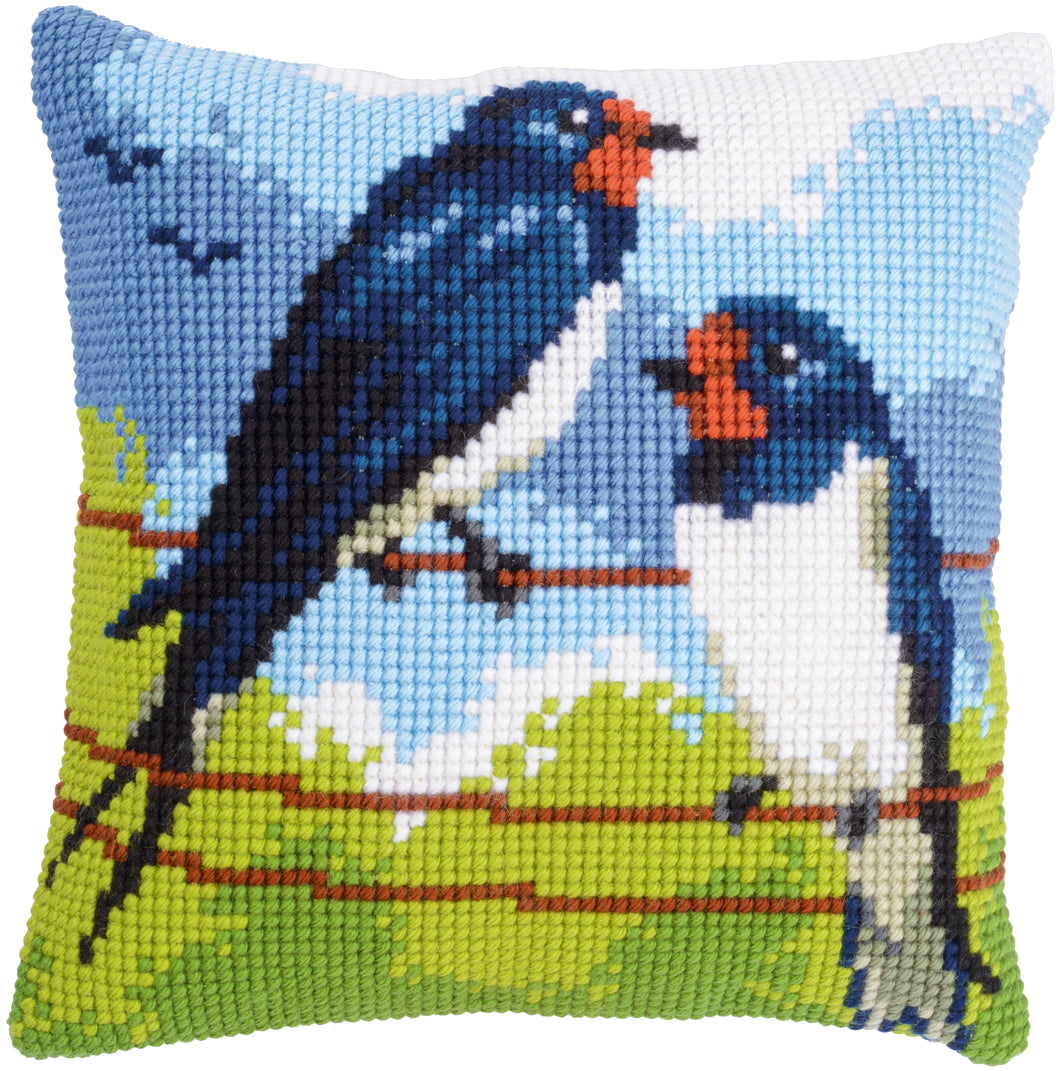 Swallows Cross Stitch Cushion Front Kit - Vervaco