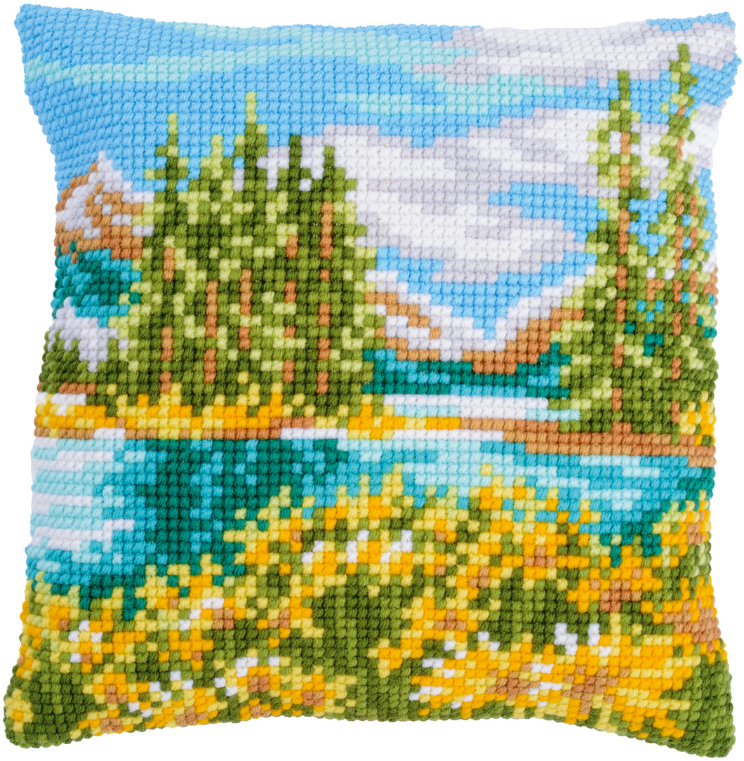 Landscape with Lake Cross Stitch Cushion Front Kit - Vervaco