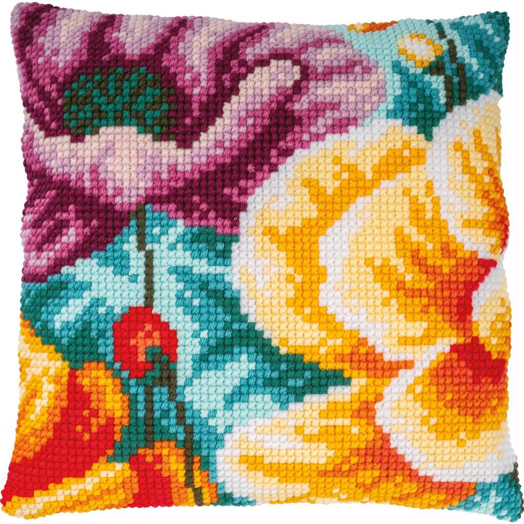 Poppies Cross Stitch Cushion Front Kit - Vervaco