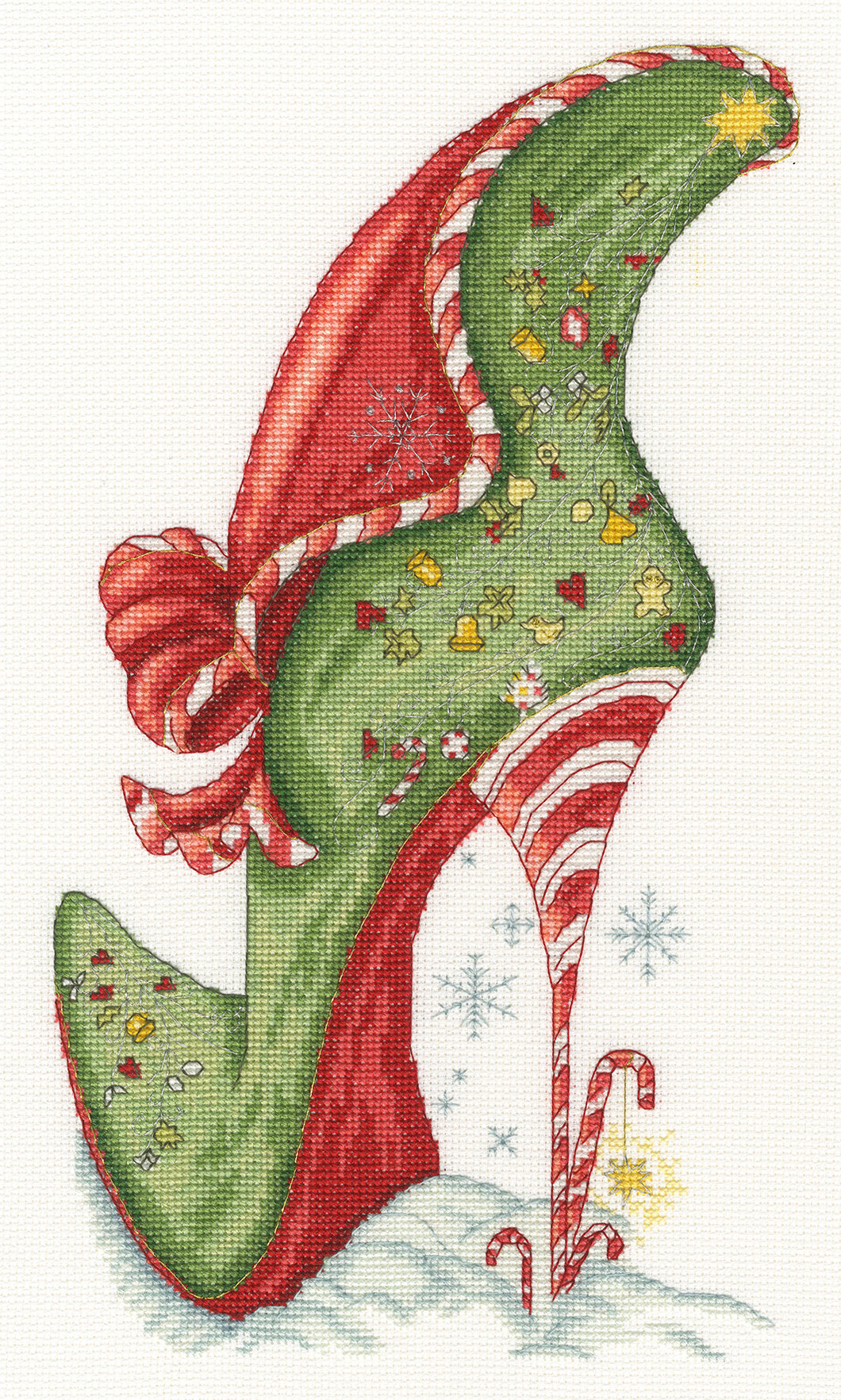 Candy Canes (Shoe) Cross Stitch Kit - Bothy Threads