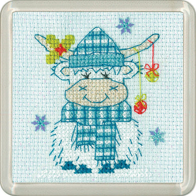 Highland Tartan Frosted Coaster Cross Stitch Kit - Heritage Crafts