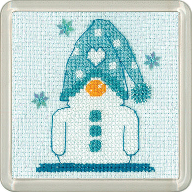 Snowman Frosted Coaster Cross Stitch Kit - Heritage Crafts