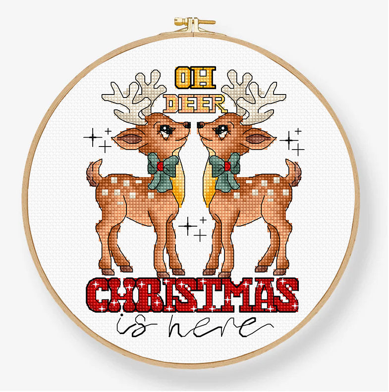 Oh Deer Christmas Is Here Cross Stitch Kit - Letistitch