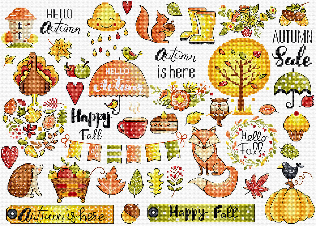 Autumn Sampler Cross Stitch Kit - Letistitch