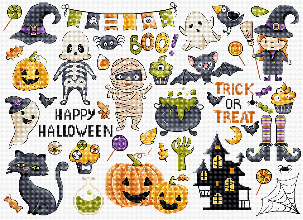 Halloween Sampler Cross Stitch Kit - Letistitch