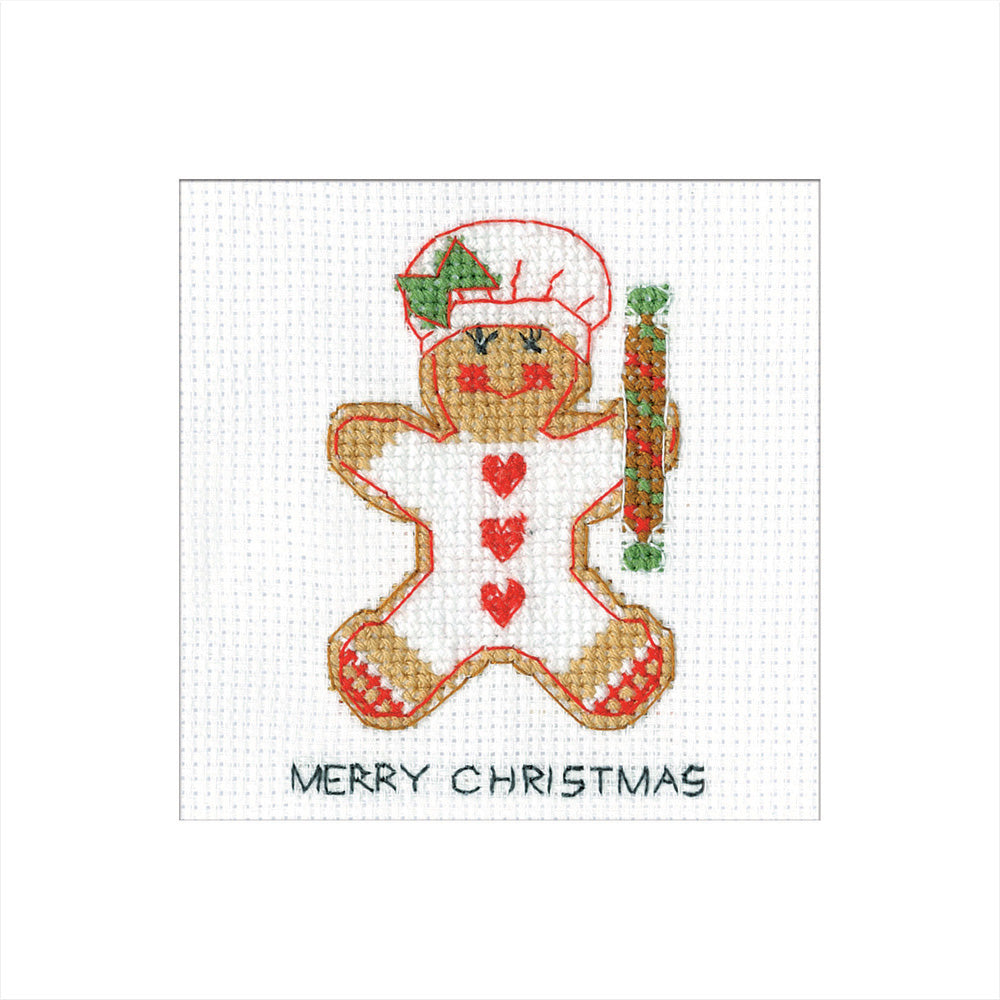 Gingerbread Baker Girl Card Cross Stitch Kit - Heritage Crafts