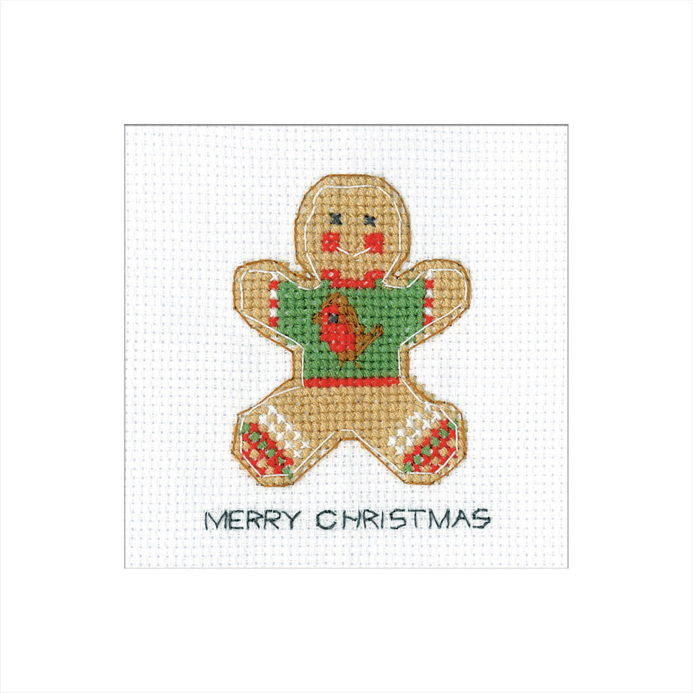 Gingerbread Christmas Jumper Card Cross Stitch Kit - Heritage Crafts