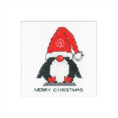 Penguin Santa Card Cross Stitch Kit - Heritage Crafts