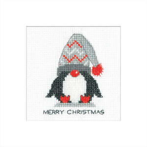 Penguin Woolly Hat Card Cross Stitch Kit - Heritage Crafts