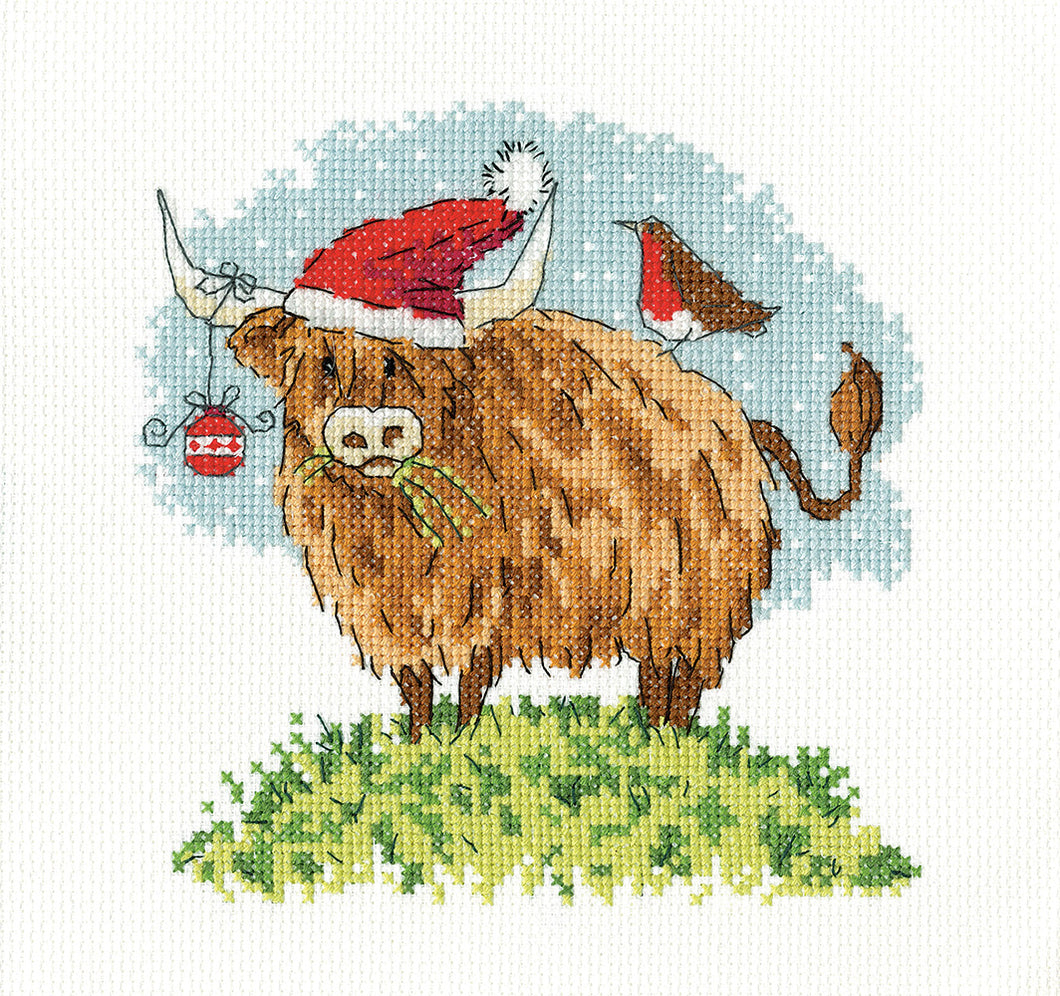 Hattie (Highland Cow) Cross Stitch Kit - Heritage Crafts