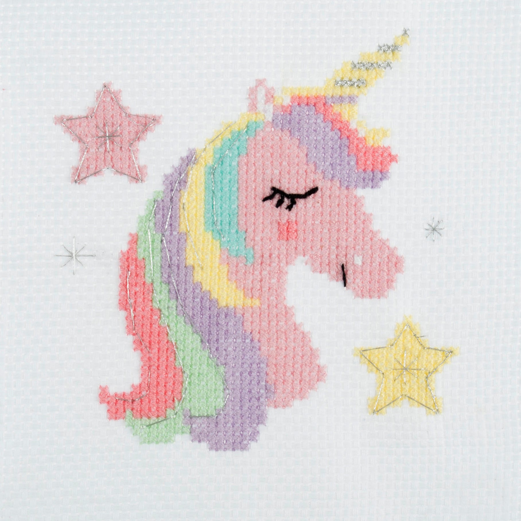 DIY Dimensions Unicorn Poop Emoji Kids Beginner Counted Cross Stitch Kit w  Frame