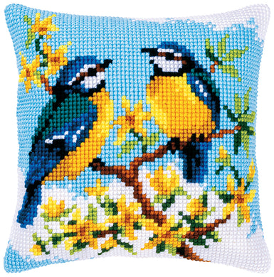 Blue Tits Cross Stitch Cushion Front Kit